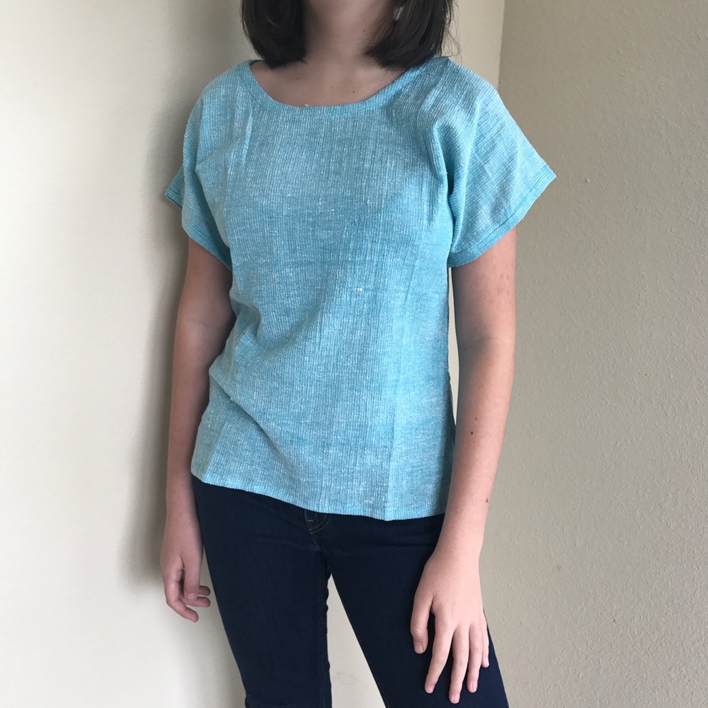 Vtg 70s Cotton Gauze Blouse Side Slits
